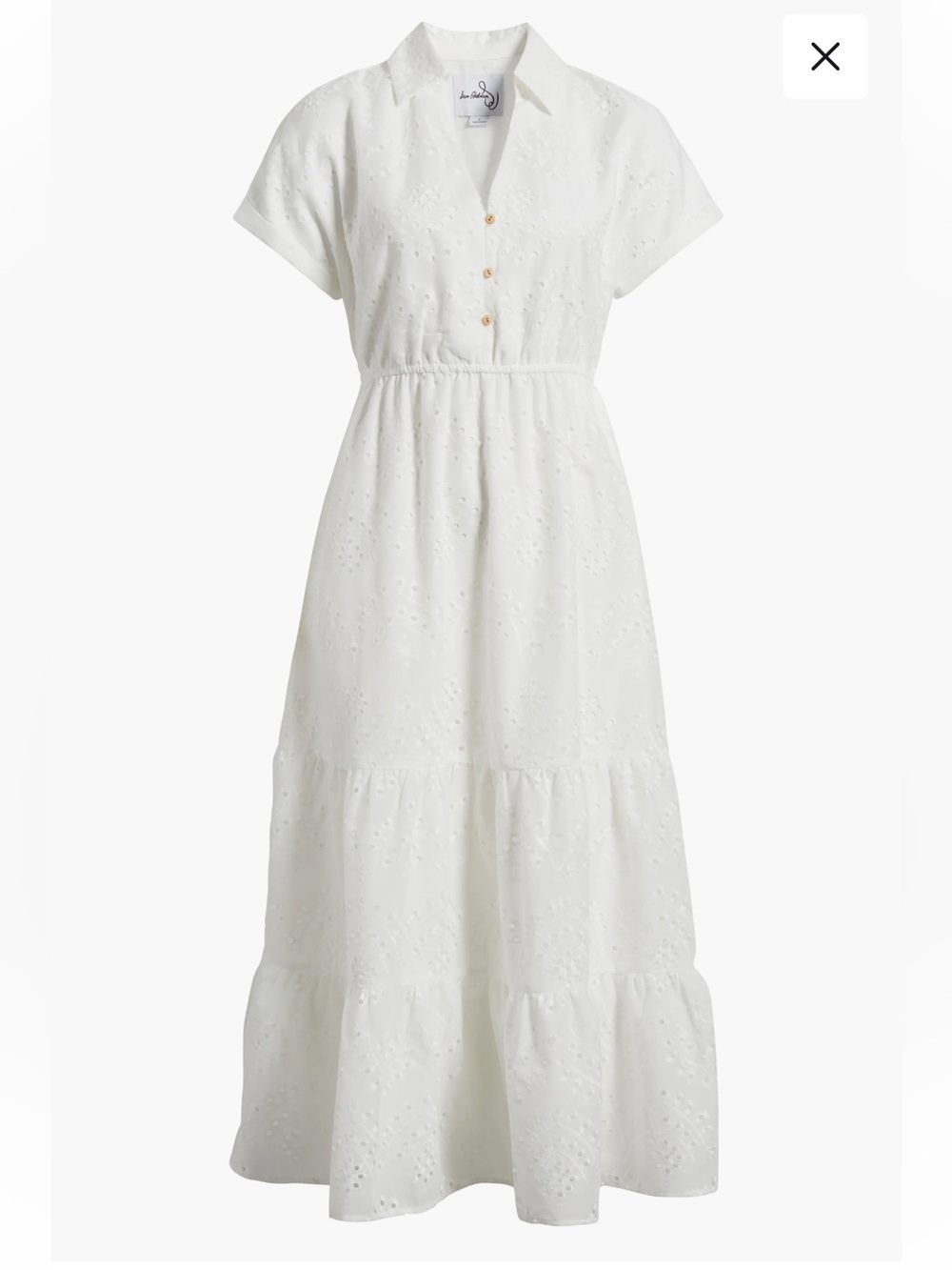 Sam Edelman White Eyelet Tiered Maxi Shirt Dress size 6 - Picture 2 of 9